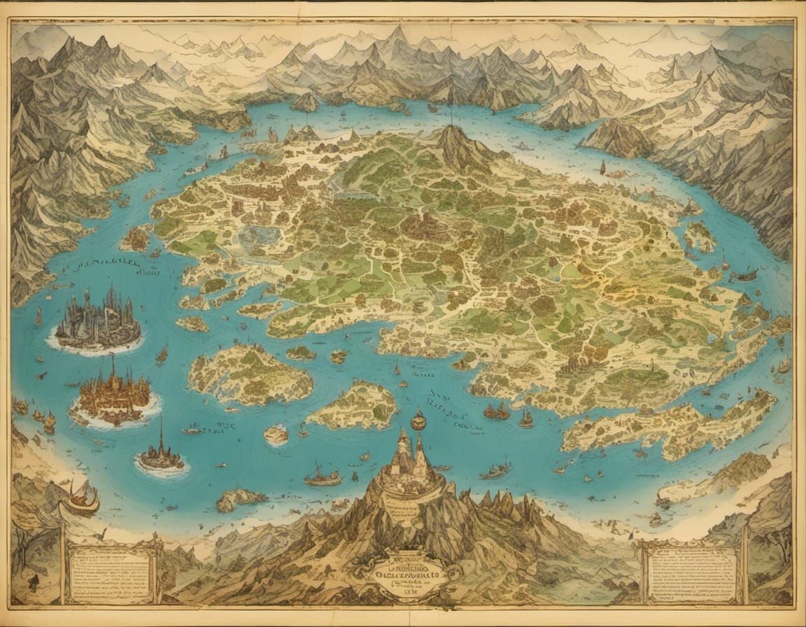 Fantasy World Map in Tolkien Style