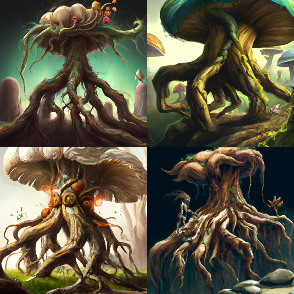 D&D Willowshroom Monster in Painterly Style