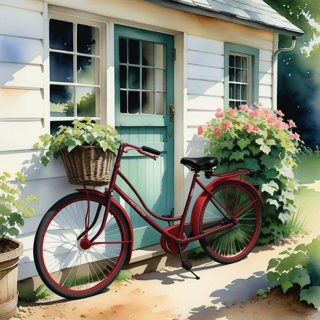 Red and Black Vintage Bicycle