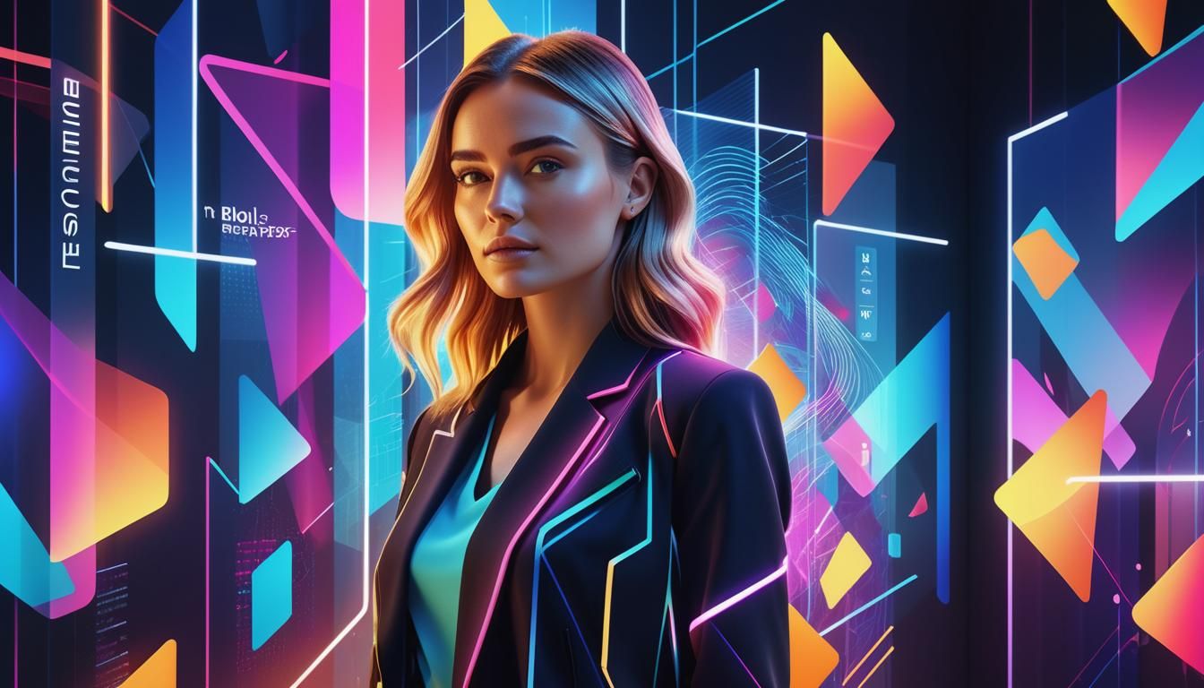 Female Entrepreneur Surrounded by Digital Elements