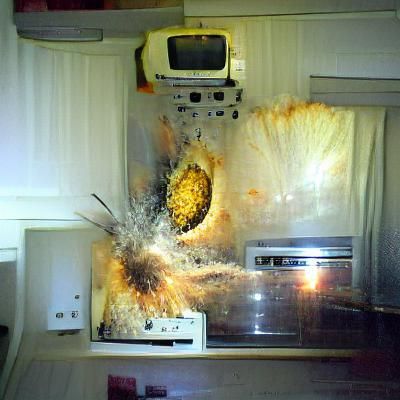 Exploding Microwave Disaster in Kitchen