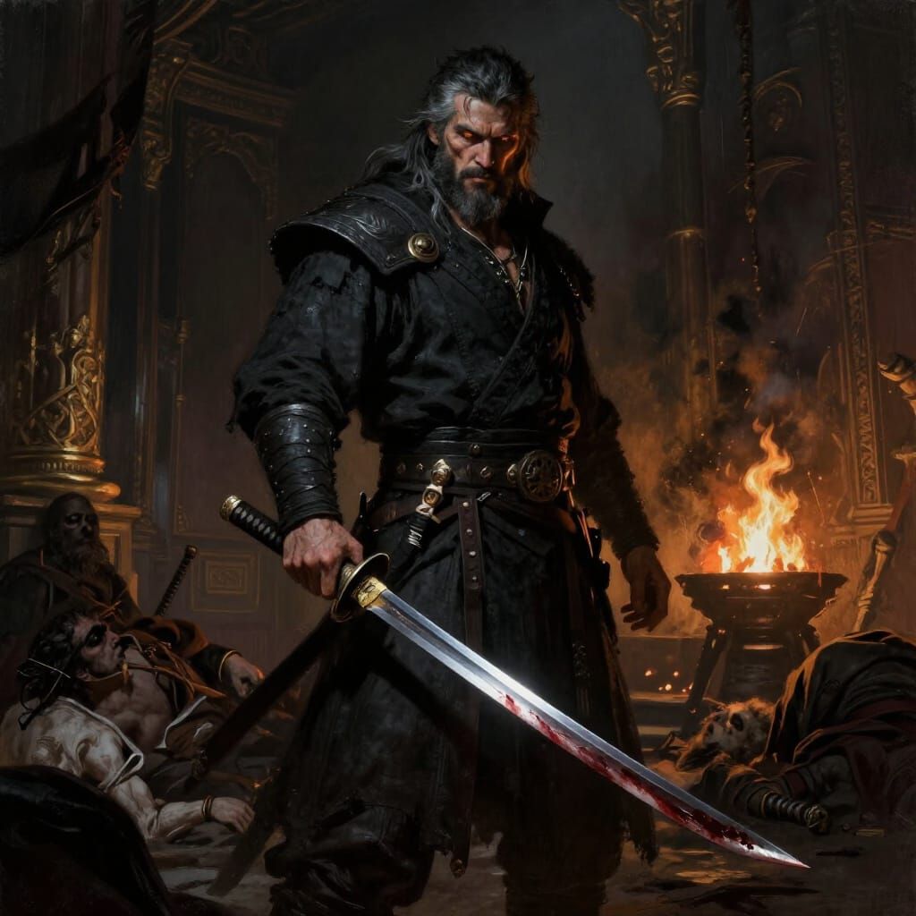 Warrior's Resolve in Dark Fantasy Style