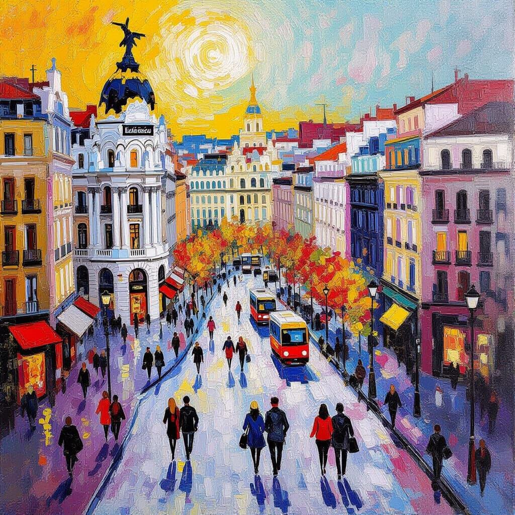 Gran Vía Madrid: Expressionist Street Scene
