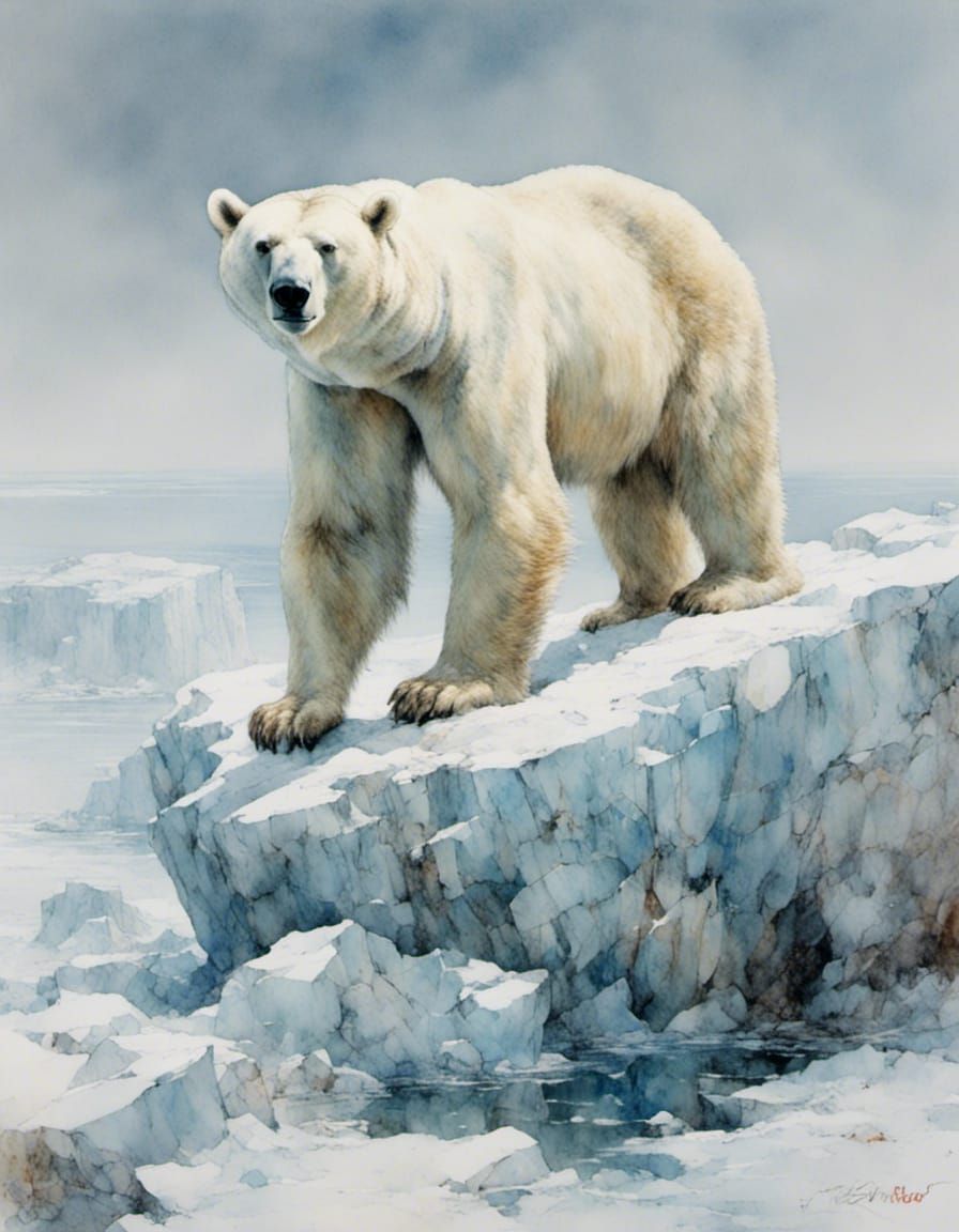 Polar Bear in Winter Landscape