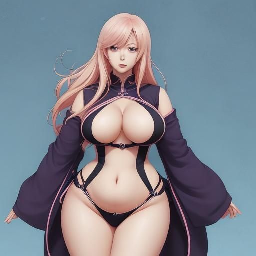 Curvy Woman in Vibrant Anime Style