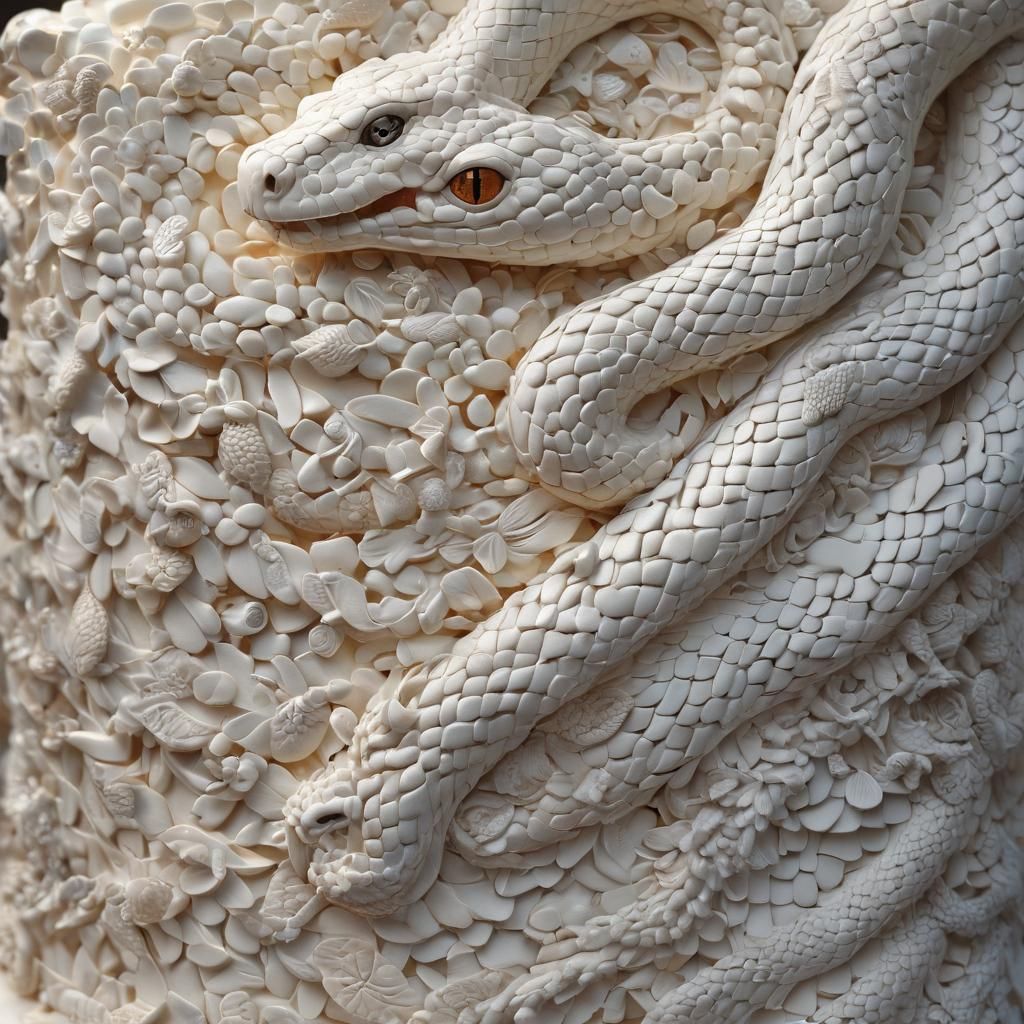 Intricate Snake Cake with Bioluminescent Highlights