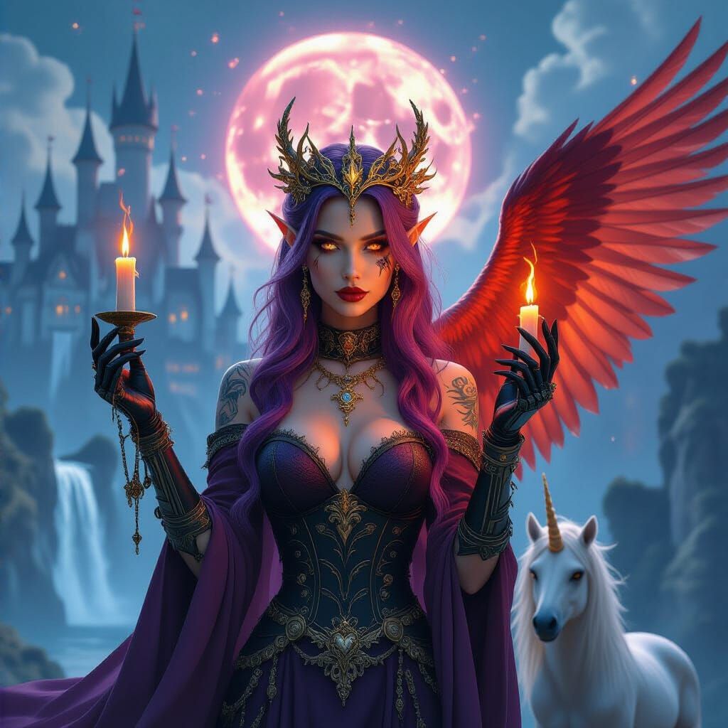 Goddess of Ice Castle with Fiery Candle