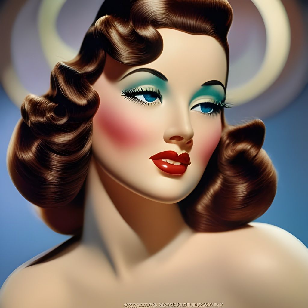 Voluptuous 1940s Pin-Up in 3D Digital Art