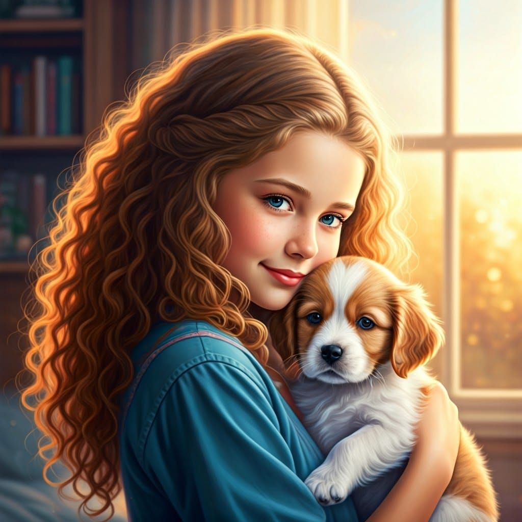 Girl and Puppy in Ethereal Light