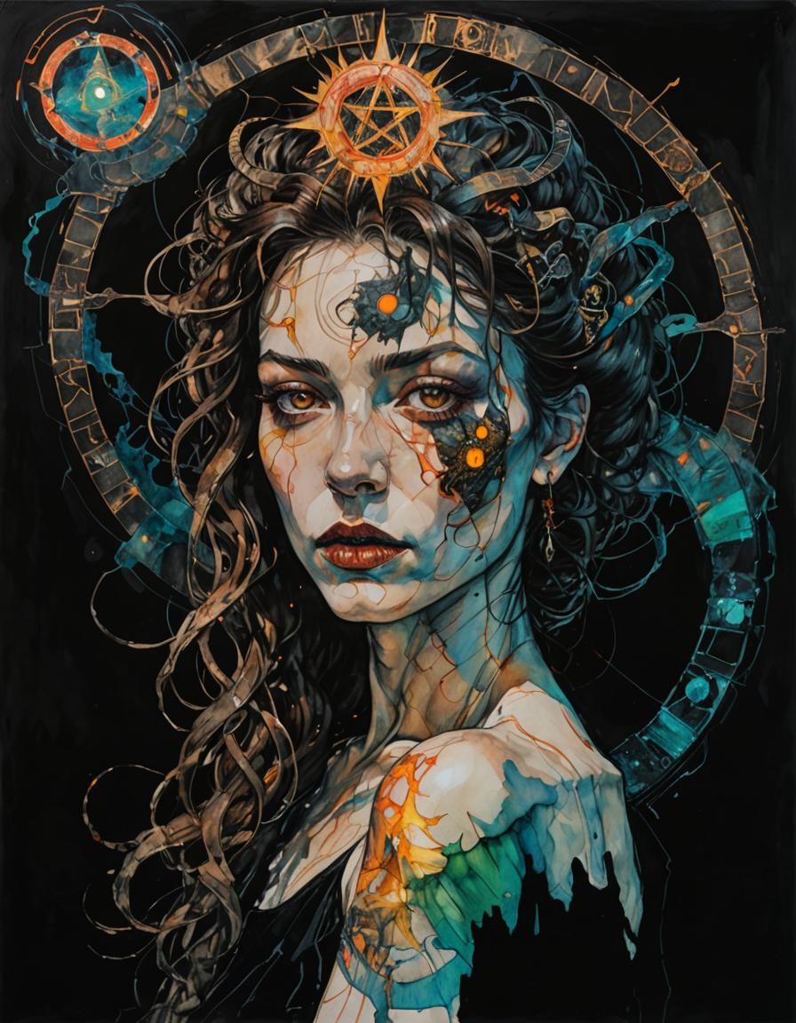 Occult Symbols in Iridescent Expressionist Painting