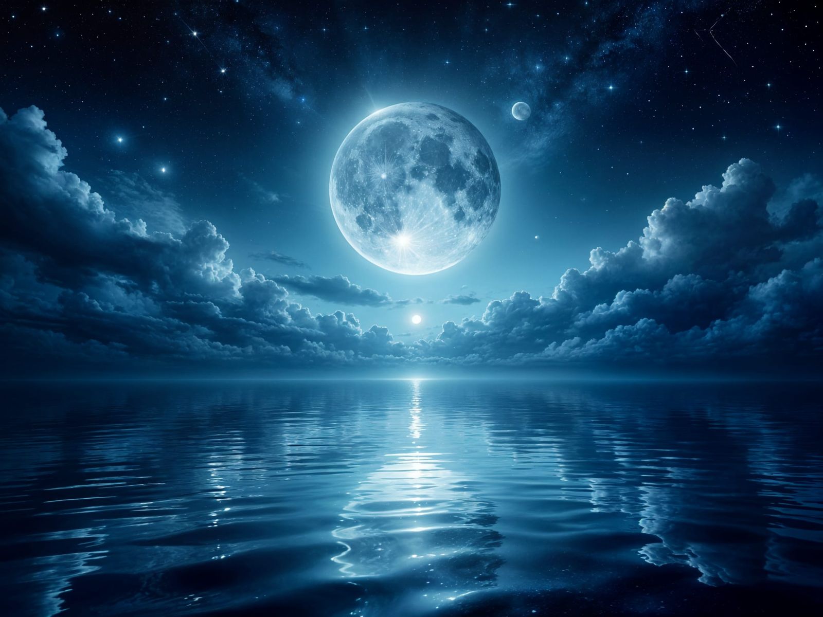 Beautiful Moon Reflection in Ocean Water