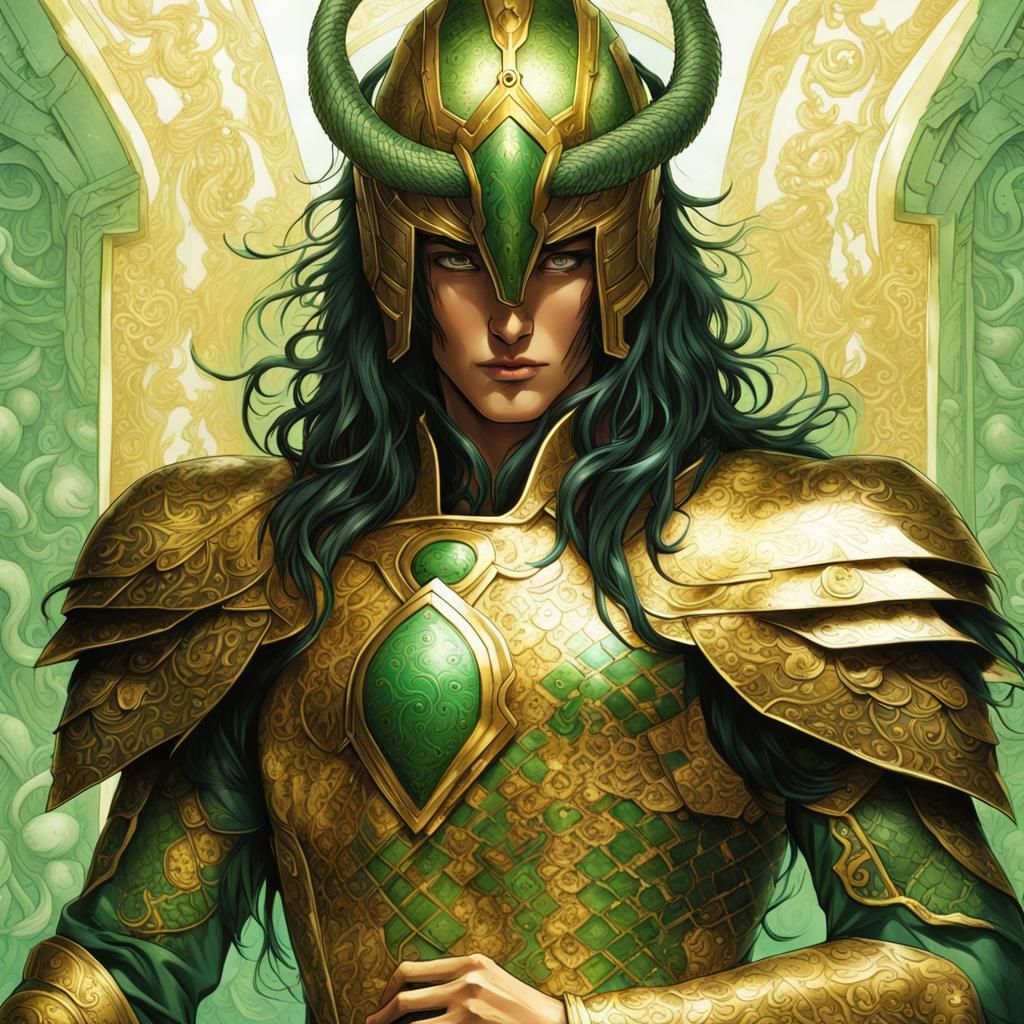 Epic Saint in Golden Viper Armor, Photorealistic Art
