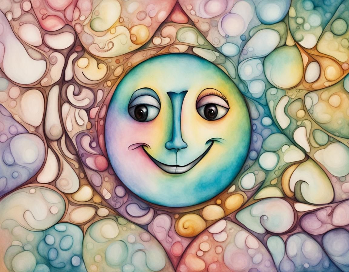 Optical Illusion: Sad and Happy Faces in Watercolor
