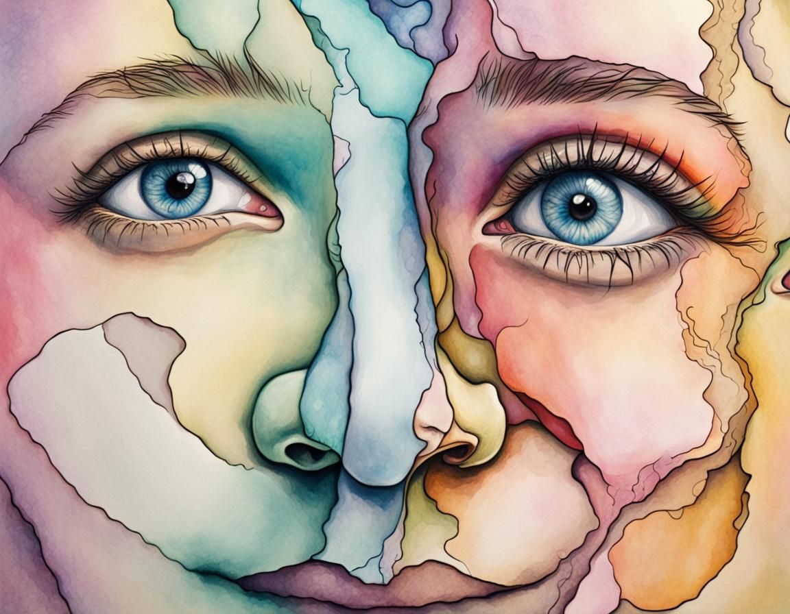 Optical Illusions: Sad and Happy Faces in Watercolor