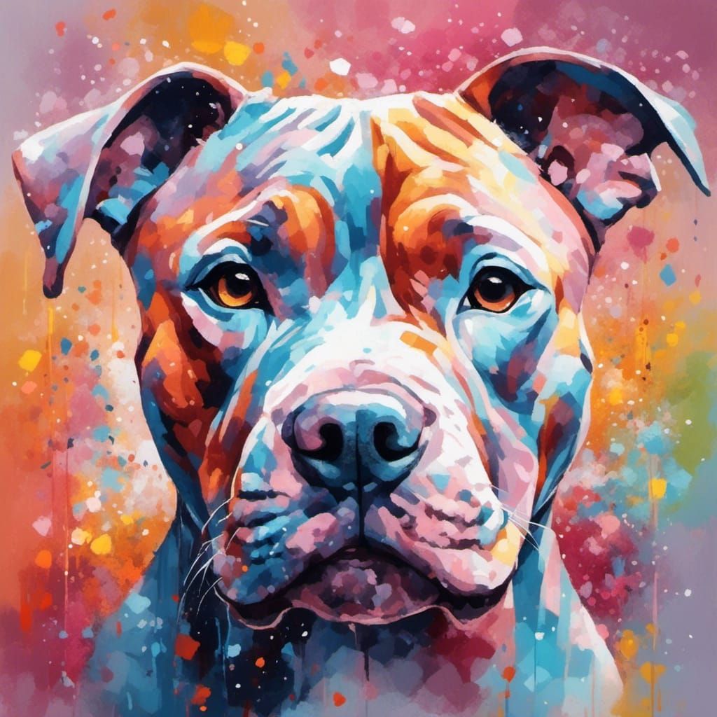 Pastel Pitbull Portrait in Soft Hues