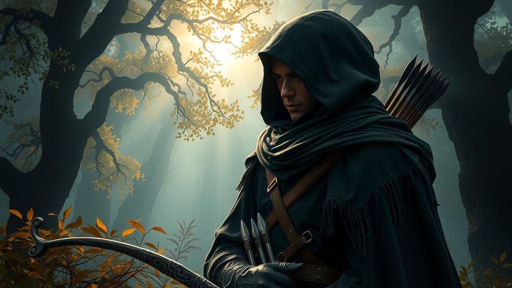 Stealthy Medieval Ranger in Twilight Forest