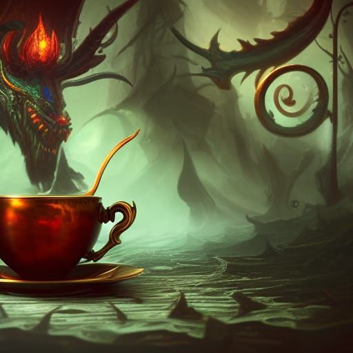 Demon in Teacup, Eichenberg Style Illustration