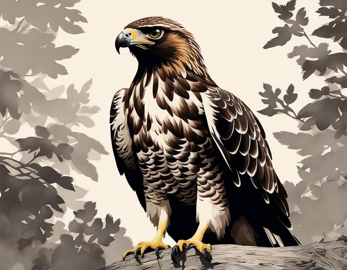 Hawk Stencil Art with Double Exposure Effect