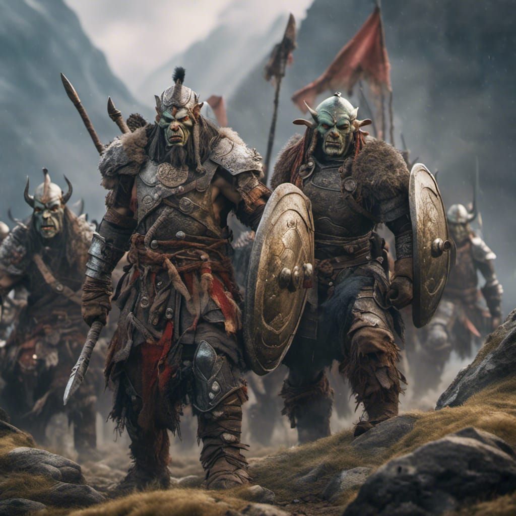 Orc Warriors Shield Wall in Hyperreal Photo