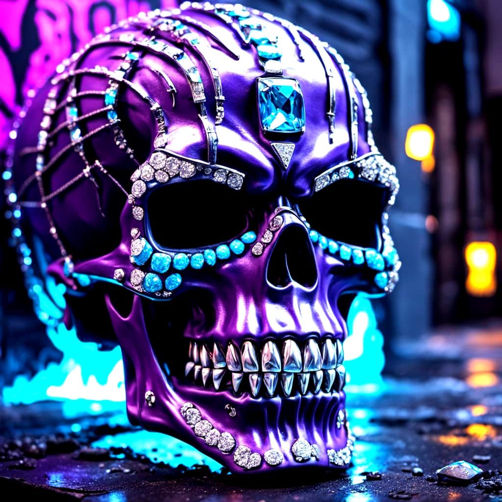 Skull street grillz XL diamonds