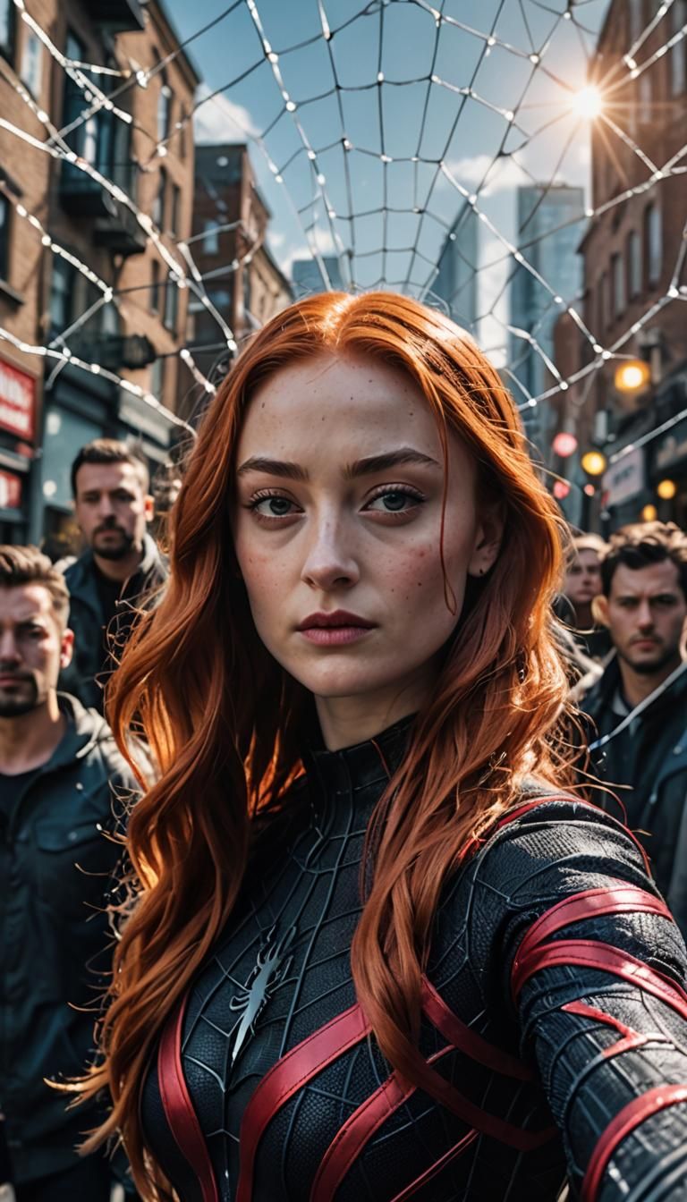Sophie Turner as Spiderwoman Takes a Selfie