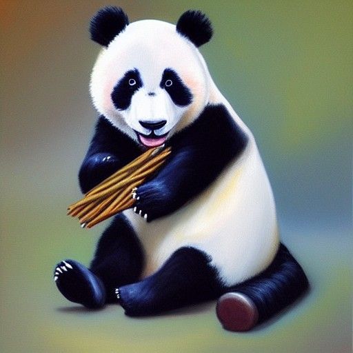 Ice Cream Panda in Oil Painting Style