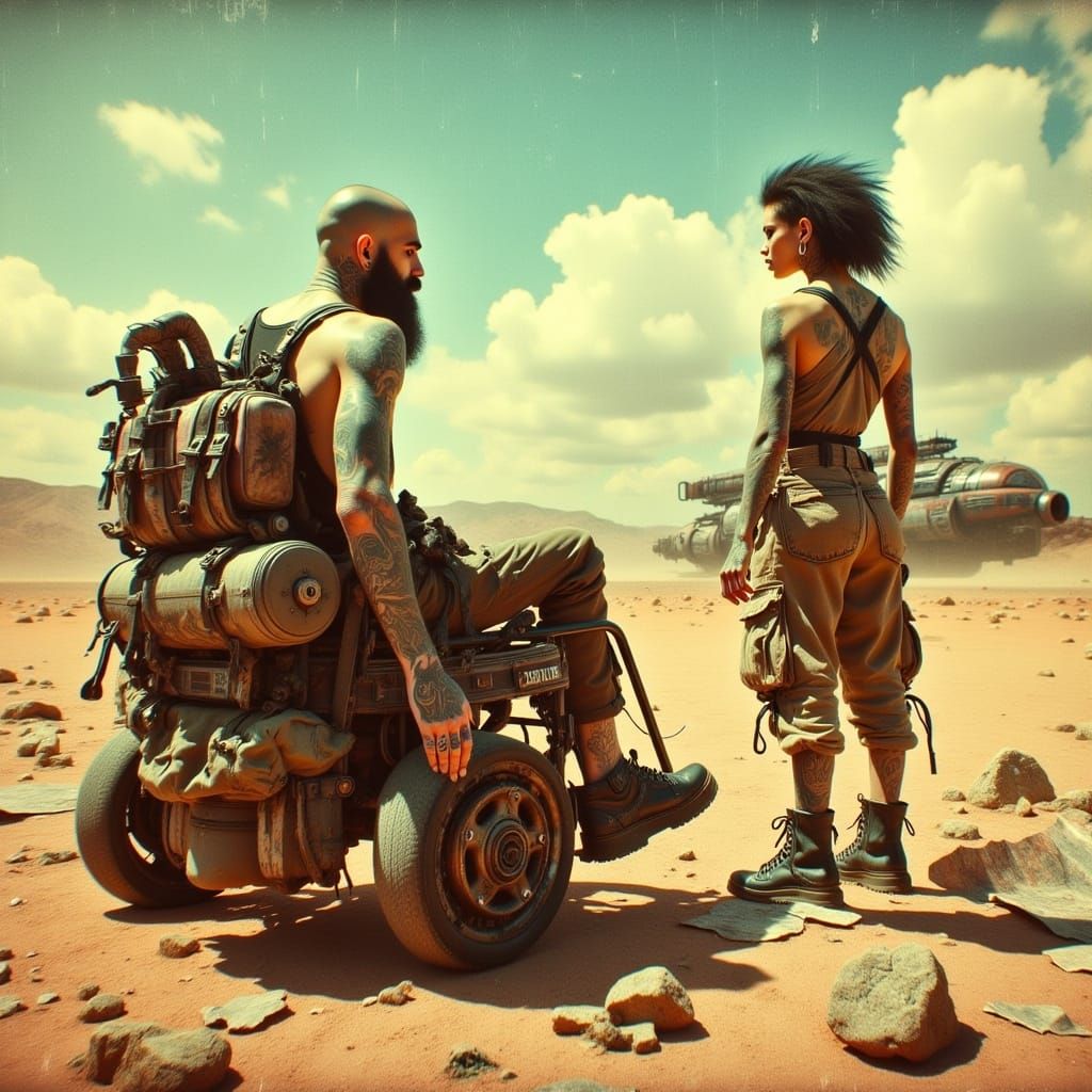 Post-Apocalyptic Desert Journey in Photorealistic Style