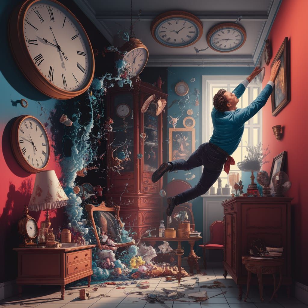 Chaotic Tilting Room in Surrealist Style