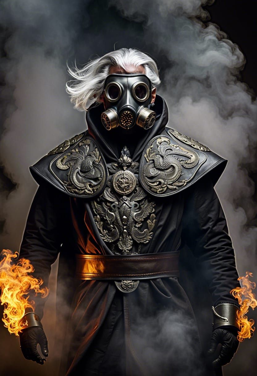 Smoky Ninja Portrait in Dramatic Lighting