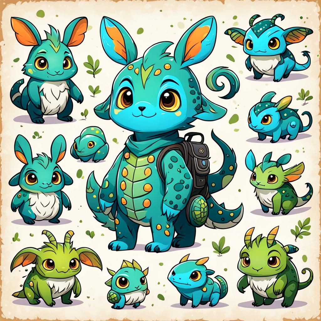 Cute Creature Character Sheet Design