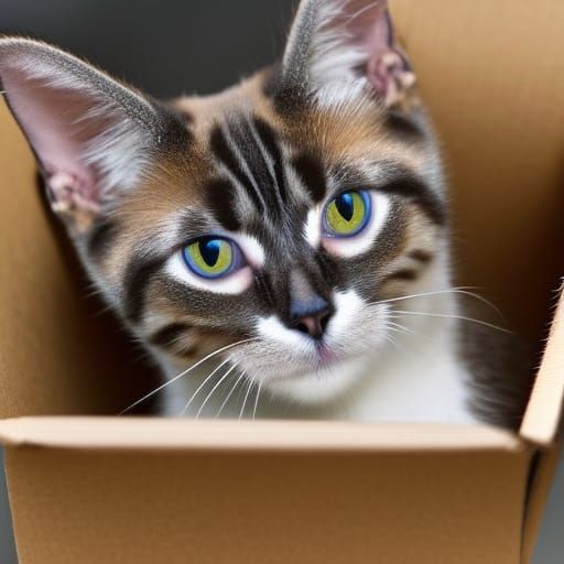Adorable Cat Peeking From Cardboard Box