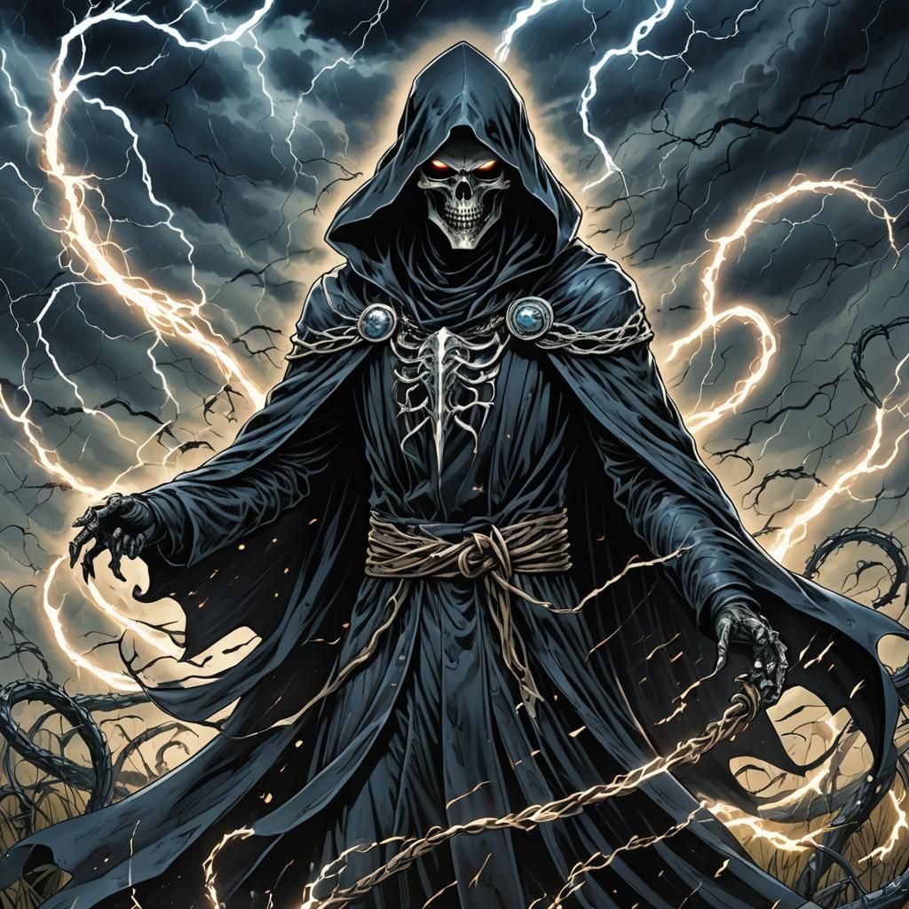 Grim Reaper in Stormy Serpent Field: Manga Art