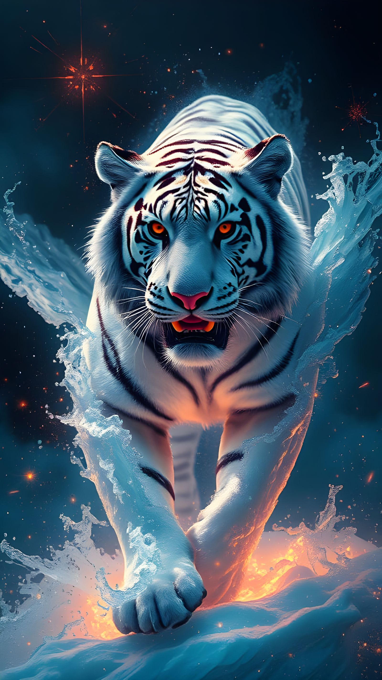 Snow Tigers, Mobile Phone Wallpaper (Flux Schnell Model-Cosm...