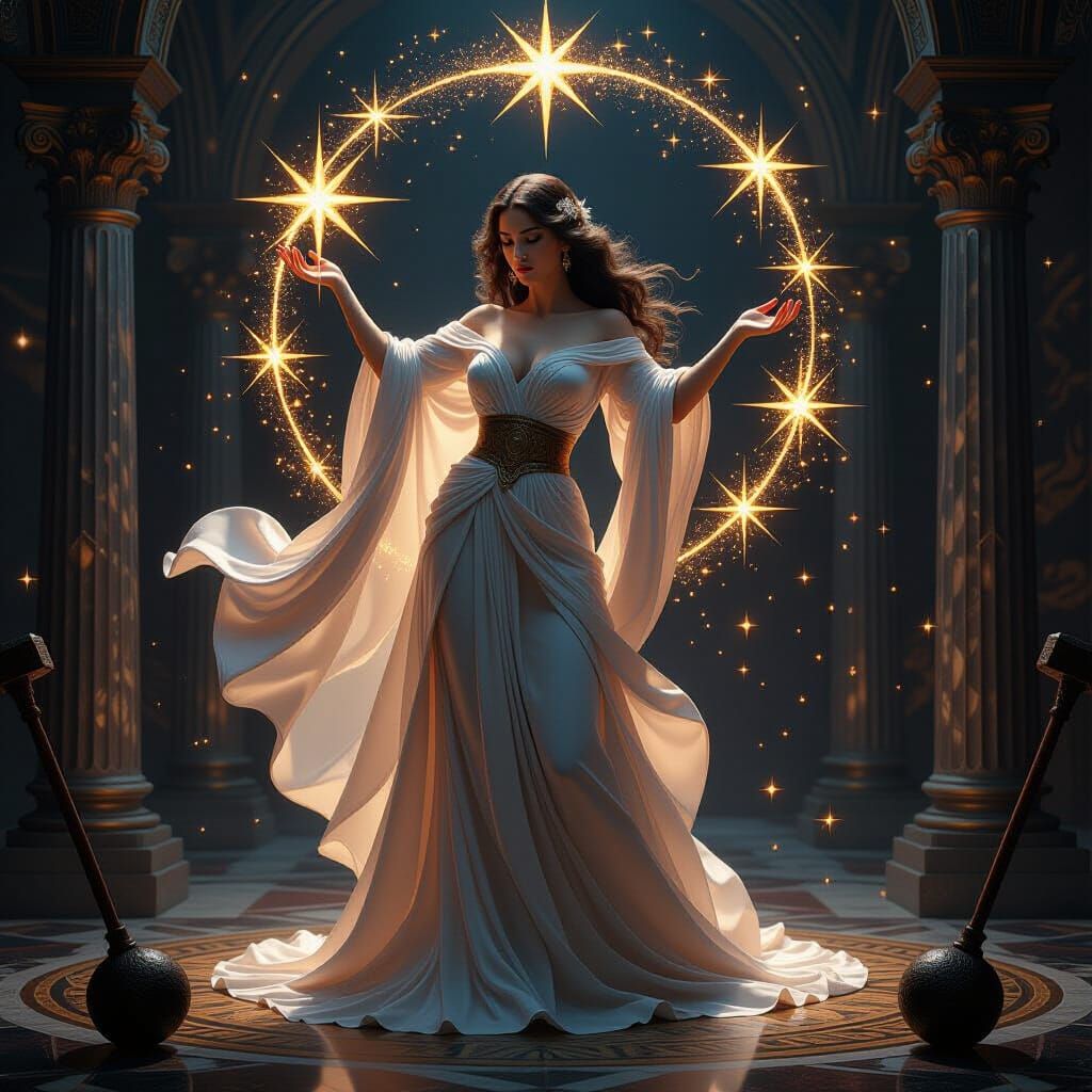 Renaissance Goddess Crafts Stars from Stardust