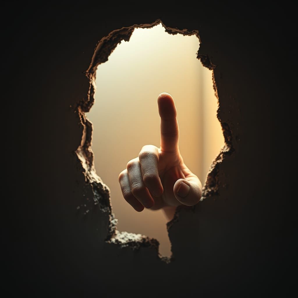 Eerie Finger Beckoning Through Toilet Cubicle Hole