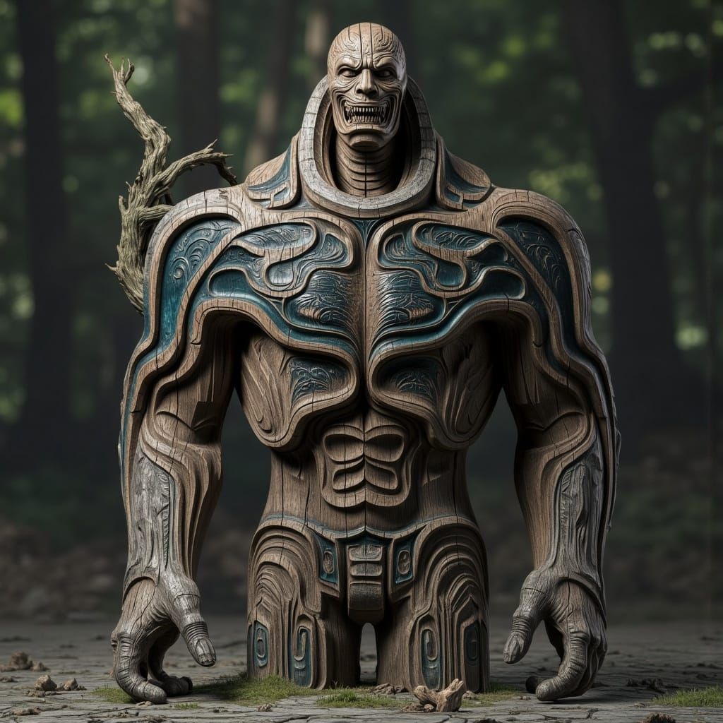 Otherworldly Figure with Bio-Organic Shield