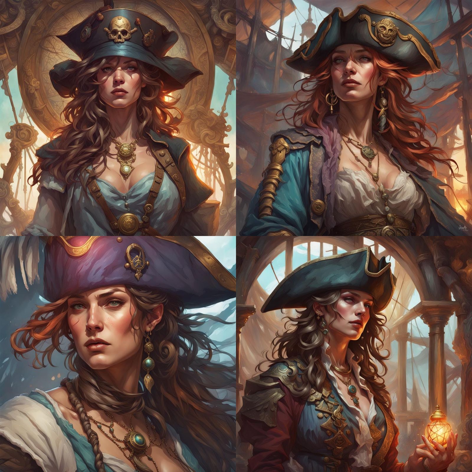 Detailed Pirate Tarot Card Portrait in Digital Art Style