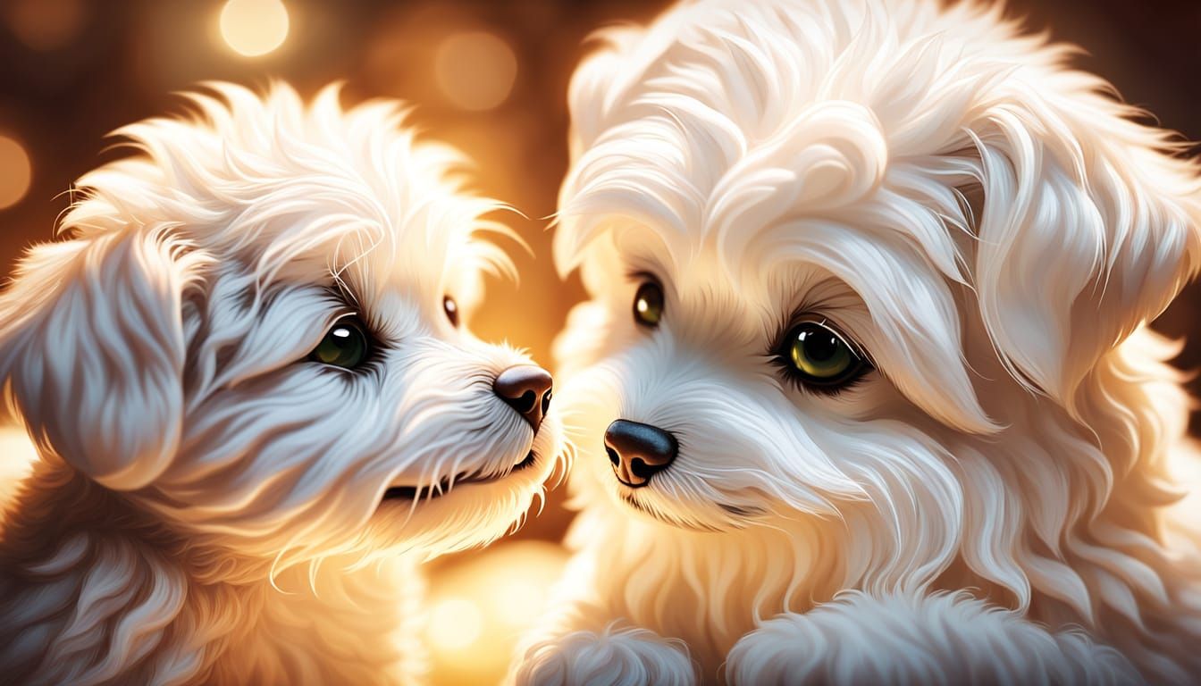 Adorable Zuchon Puppies Nurtured in Soft Light