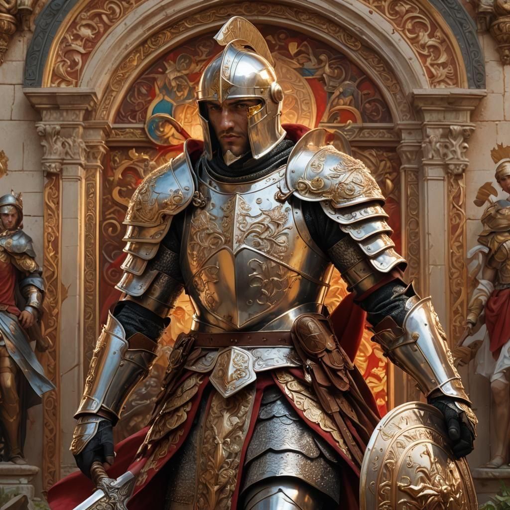 Detailed Saint George Portrait in Splash Art Style