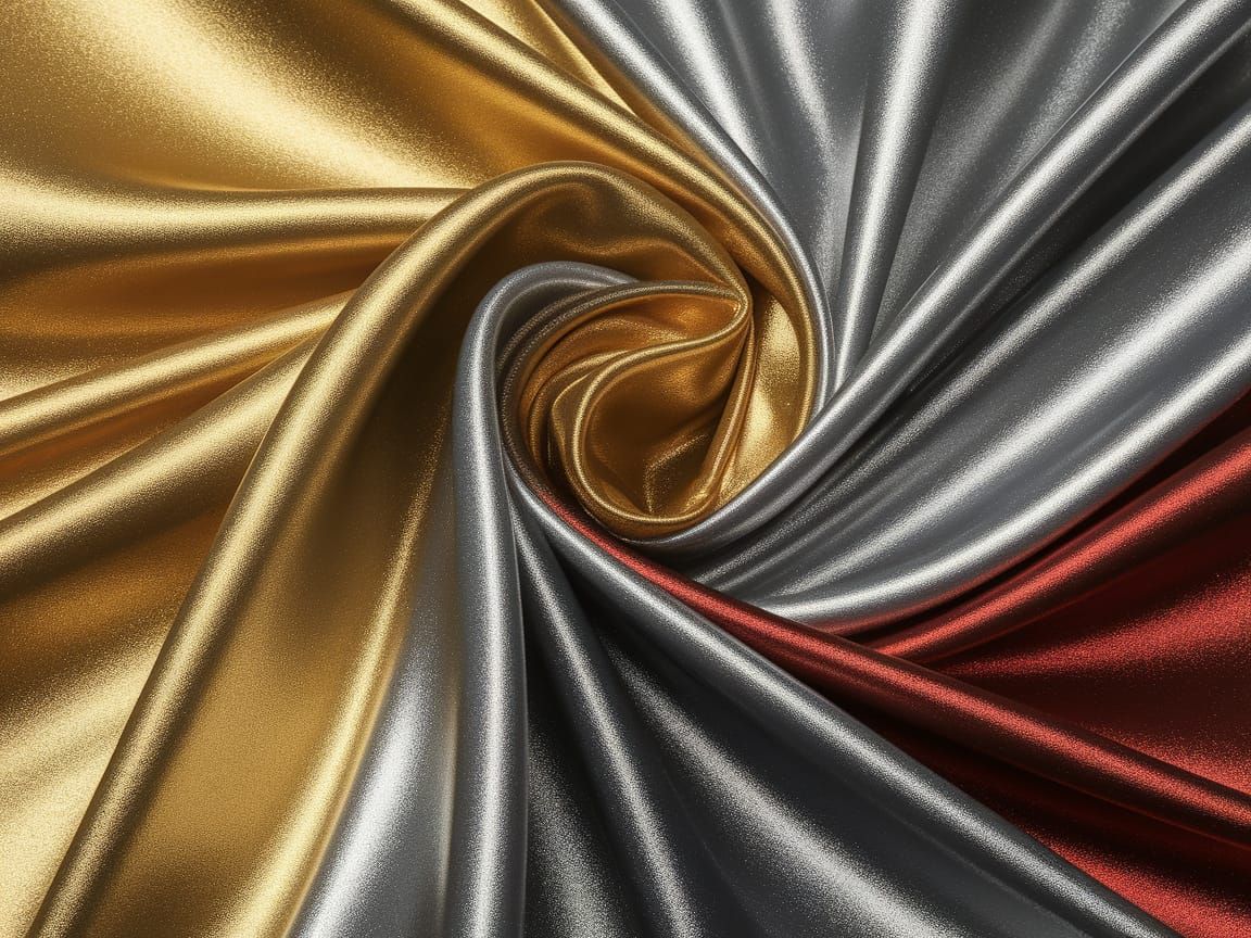 Luxurious Metallic Fabric in Gold, Silver, and Red