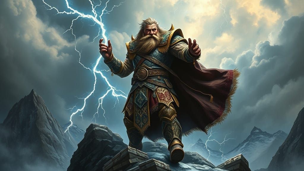 Thunderous God of Slavic Mythology in Dark Fantasy Armor