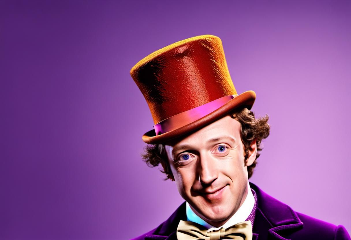 Zuckerberg as Willy Wonka in 8K 3D