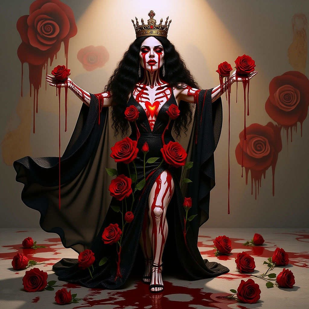 Surreal Dancer with Transparent Skin on Stage