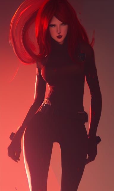 Red-Haired Spy in Dark Fantasy Style