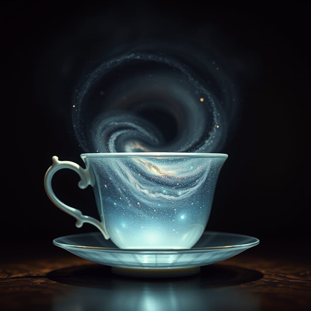 Milky Way Galaxy Overflowing in Antique Teacup