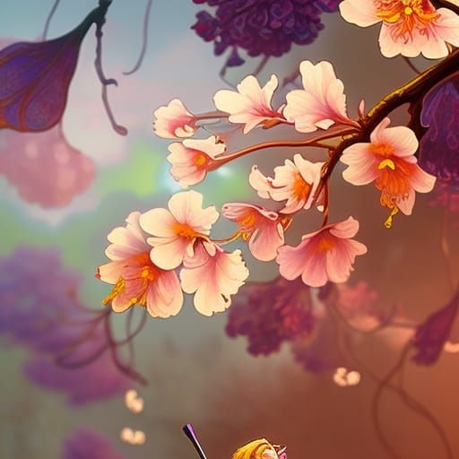 Cherry Blossom in Art Nouveau Style