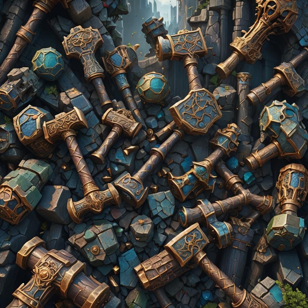 Detailed Hammer in a Fantastical Matte Painting