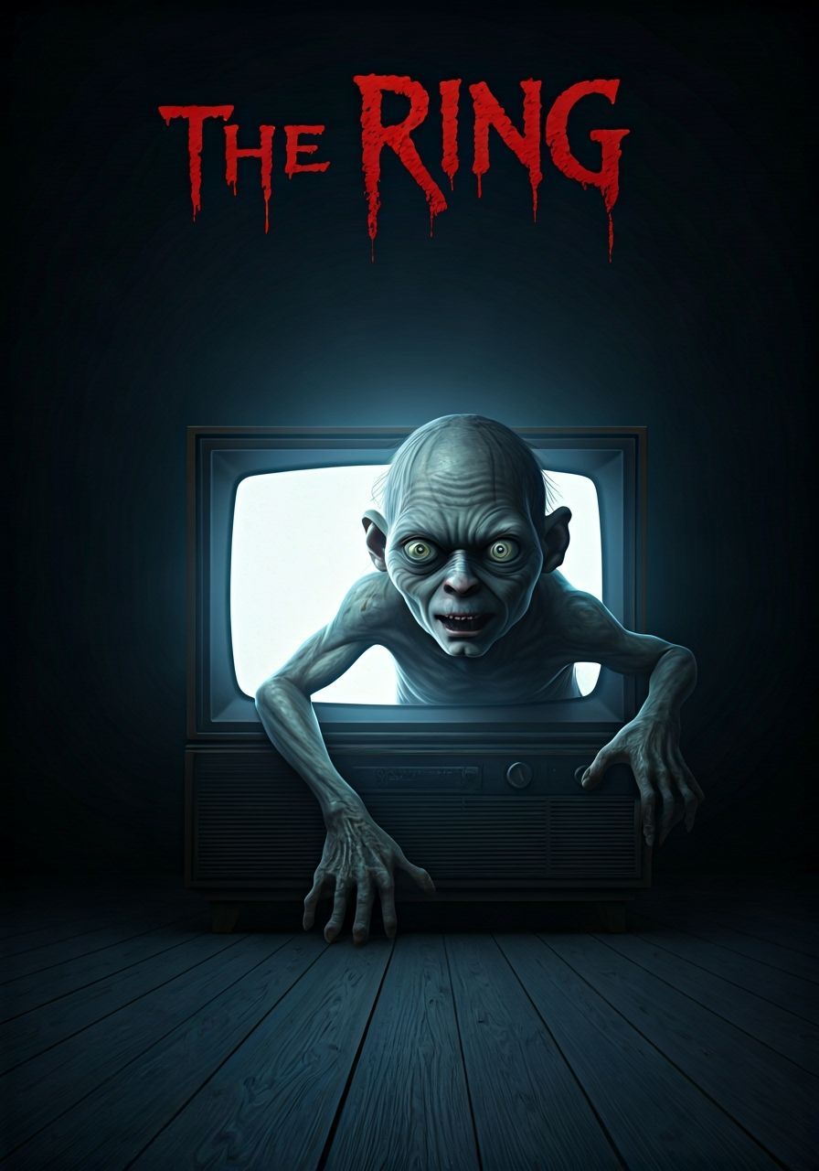 Gollum Emerges From TV Screen in Horror Movie Poster