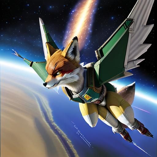 Fox McCloud, leader of Star Fox so brave,
Flies his Arwing, the galaxy to save.
pen_spark