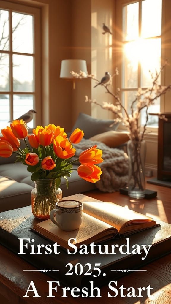 Cozy Winter Morning in a Golden-Lit Living Room